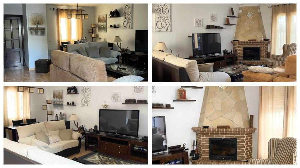 Diferentes imágenes del salón de la vivienda de Beatriz Trapote y Víctor Janeiro en El Bosque.