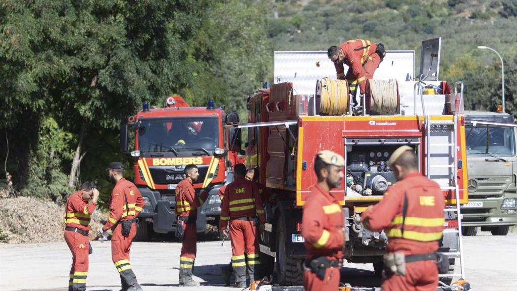 Bomberos trabajando en la extinción de incendios en la Comunidad, este viernes.