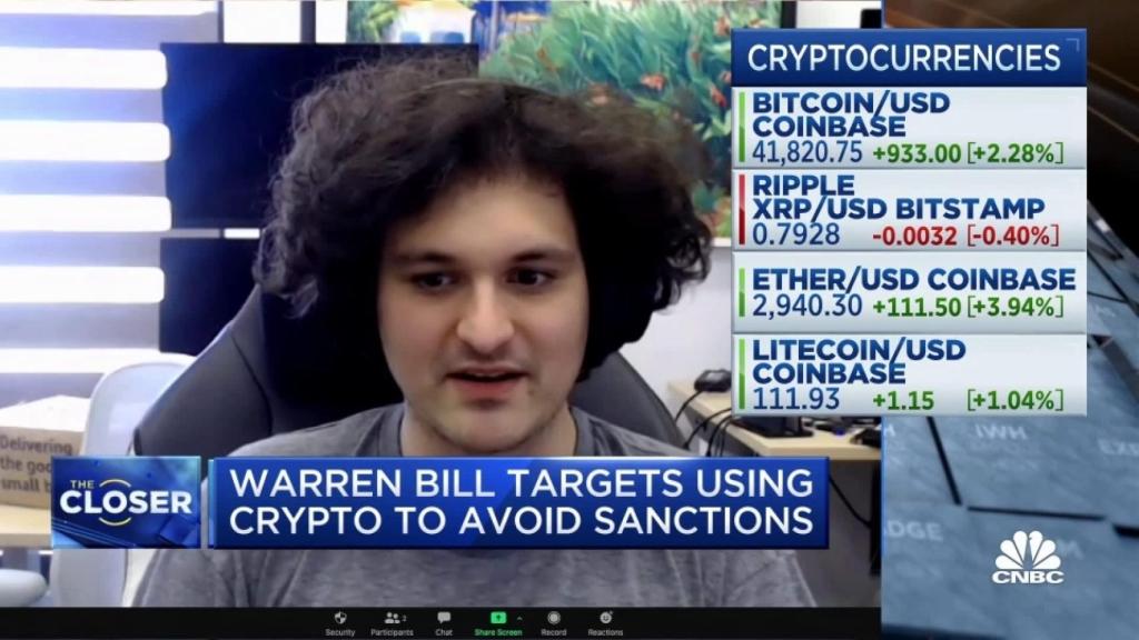 Intervención de Sam Bankman-Fried en la CNBC.