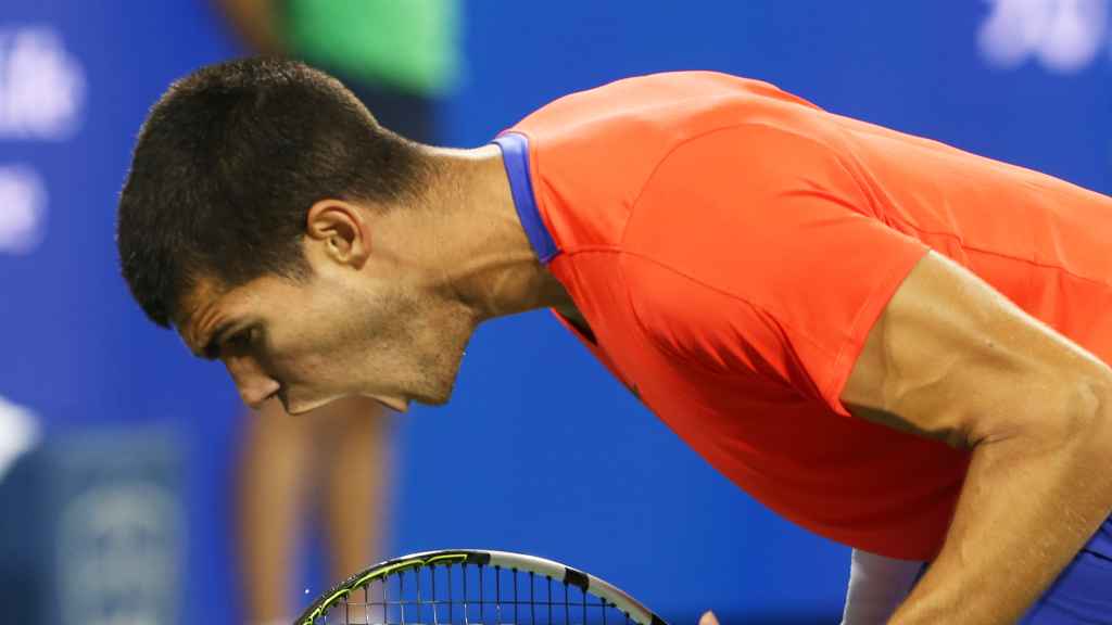 Carlos Alcaraz, durante su partido contra Cameron Norrie en Cincinnati