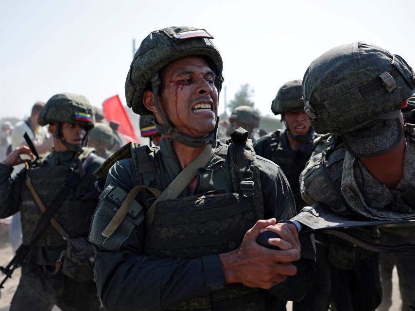 Un grupo de infantes venezolanos en unos entrenamientos en Kaliningrado este verano.