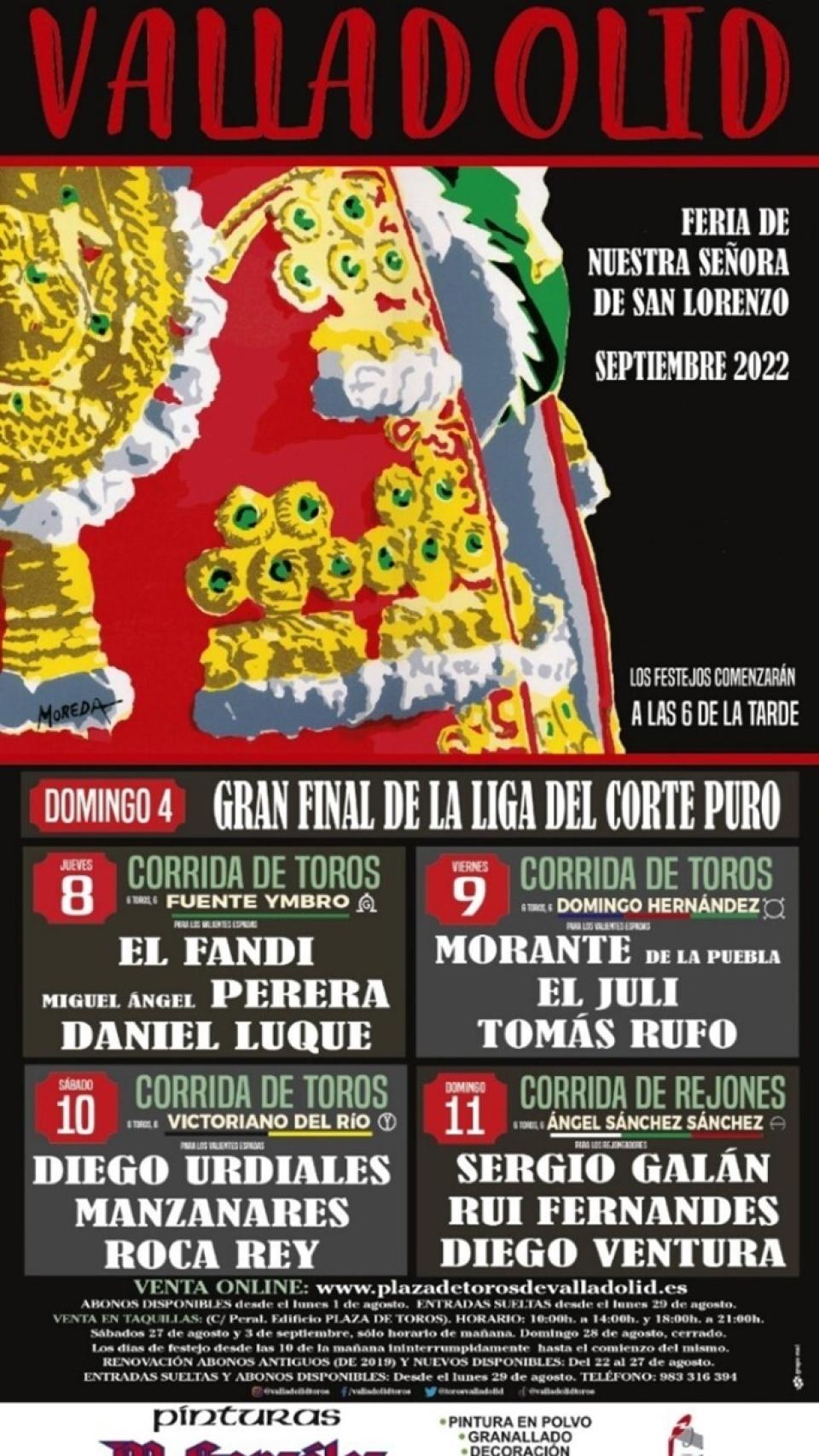 Cartel de corridas en las fiestas de Valladolid.
