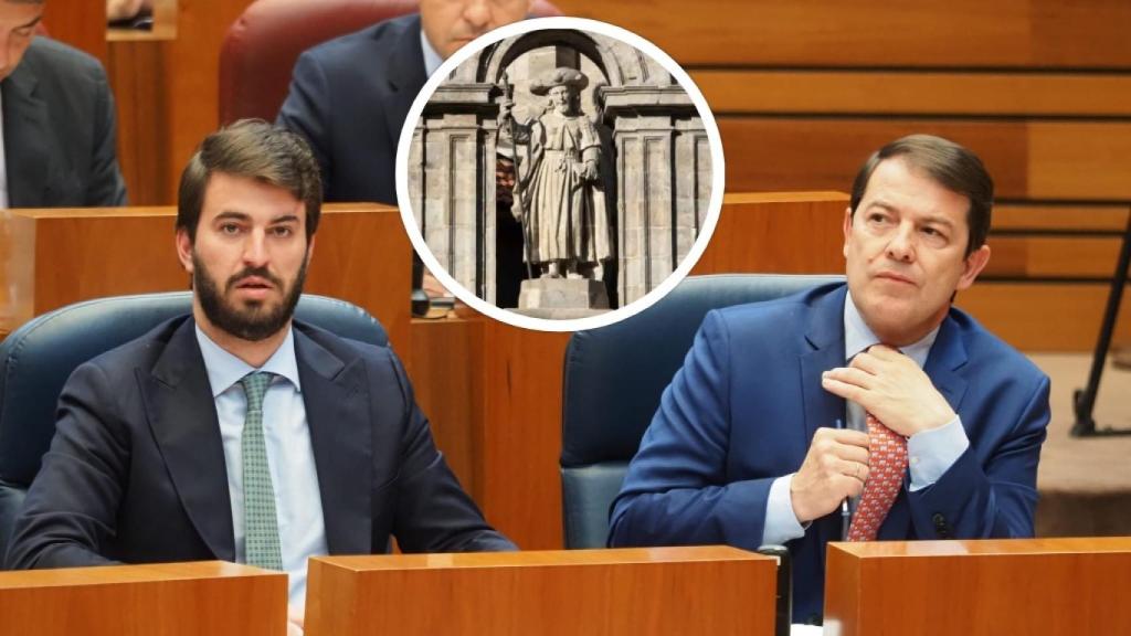 El vicepresidente de la Junta, Juan García-Gallardo, y el presidente, Alfonso Fernández Mañueco, durante un pleno de las Cortes.