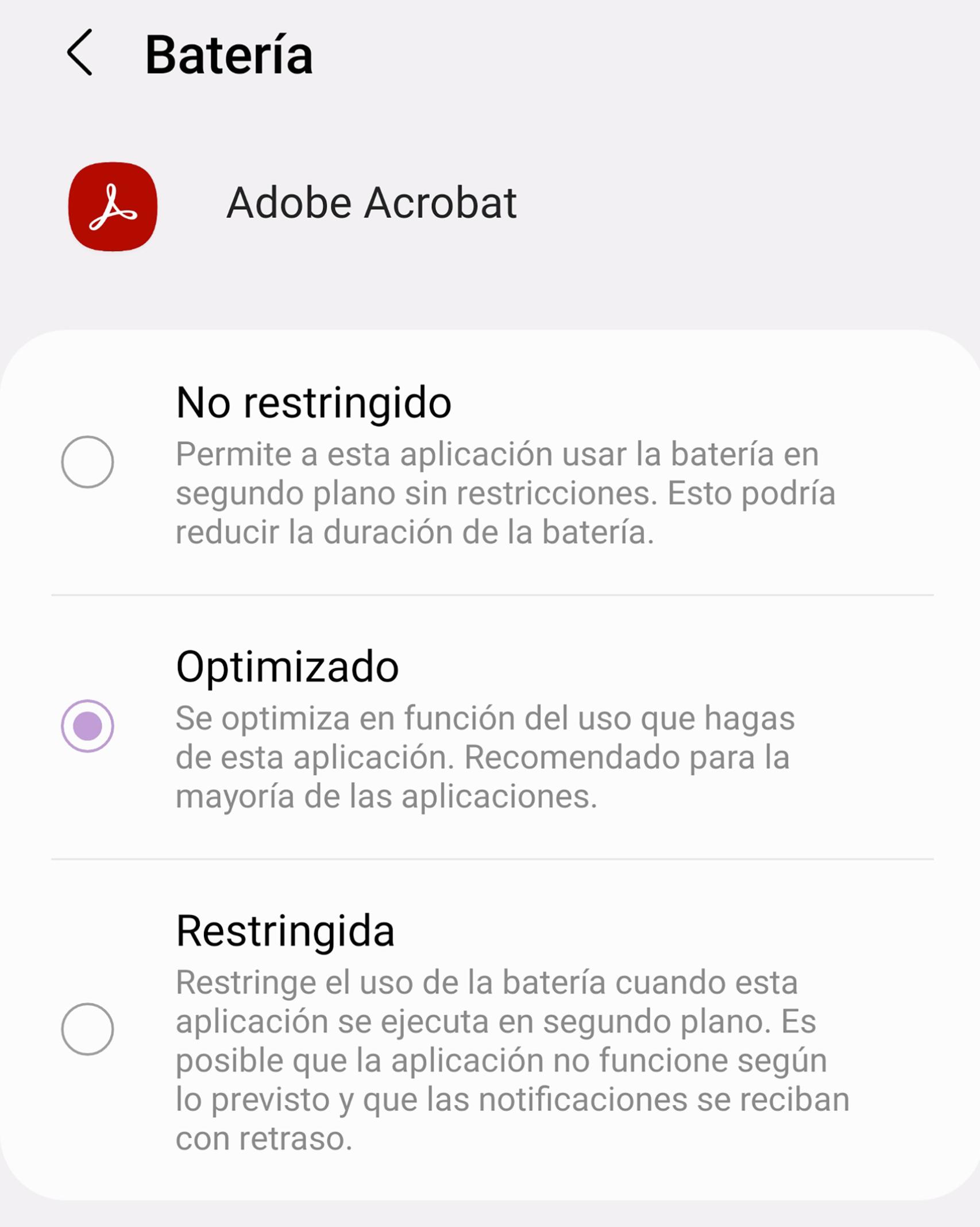 Batería en las apps