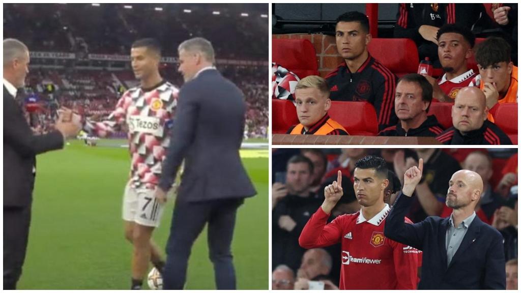 El gesto de Cristiano Ronaldo con Jamie Carragher antes del derbi entre Manchester United y Liverpool