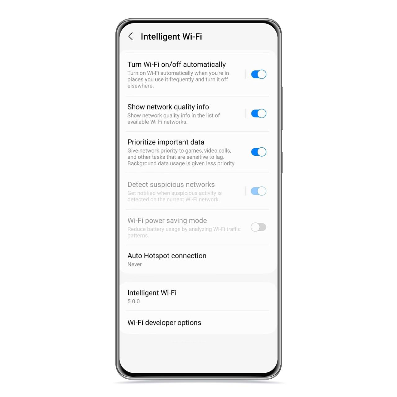 Opciones de WiFi en Samsung