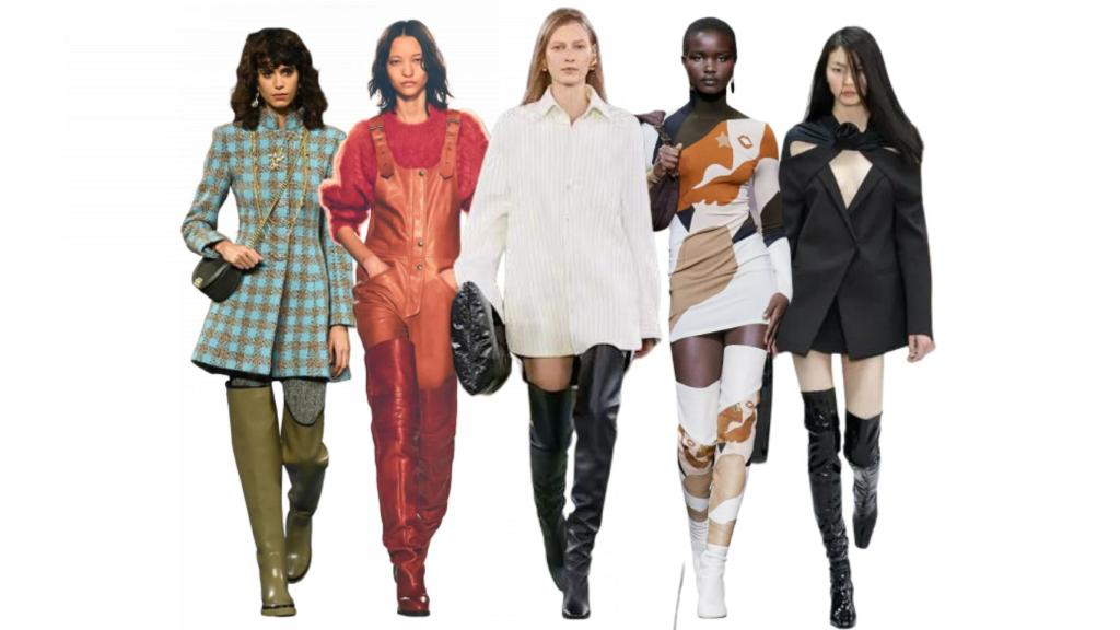 De izda. a dcha.: Chanel, Isabel Marant, Bottega Veneta, Fendi y Coperni en las pasarelas de otoño-invierno 22/23.