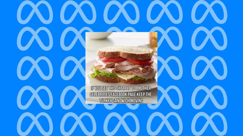 Fotomontaje con el logo de Meta y el meme compartido.