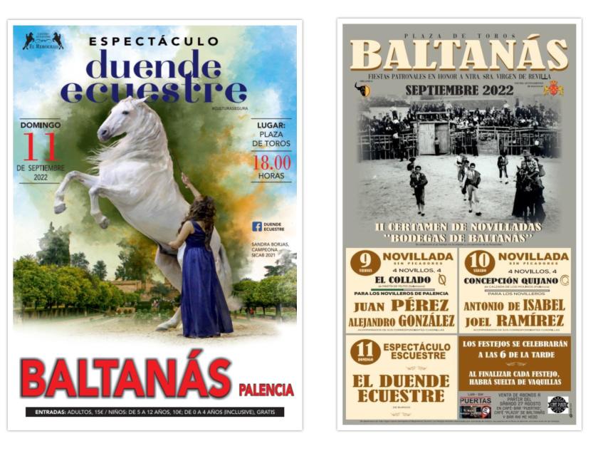 Carteles de los espectáculos en Baltanás.
