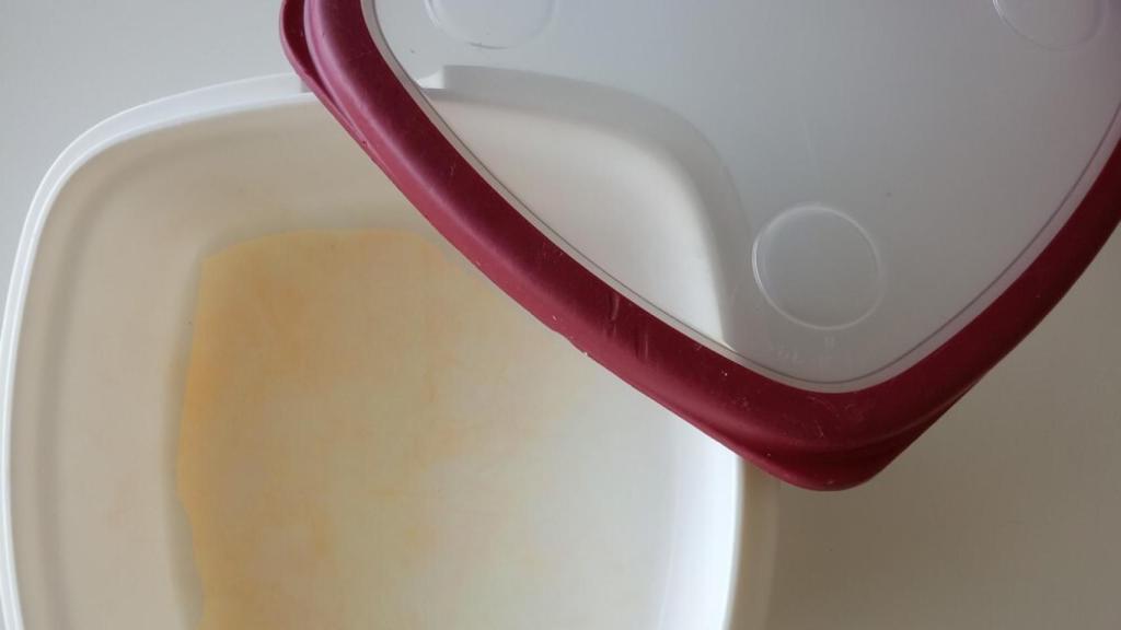 Un envase tupper sucio.