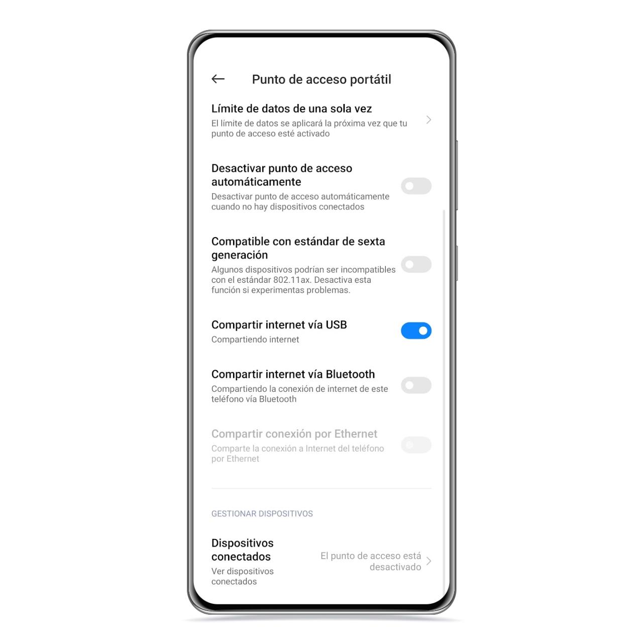 Opciones de punto de acceso