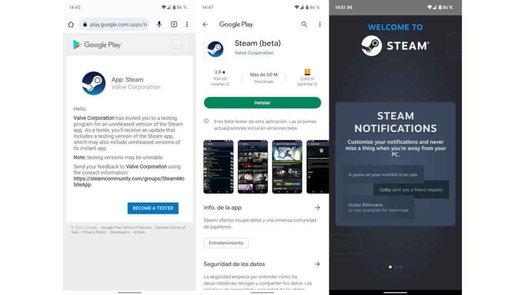 Instalación de la nueva app de Steam