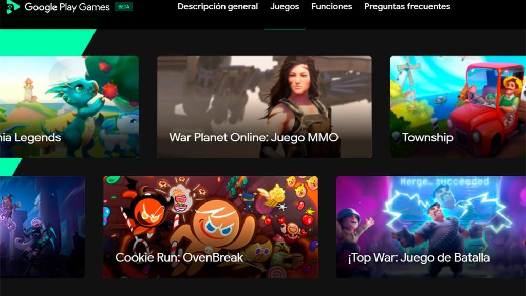 Algunos de los juegos disponibles