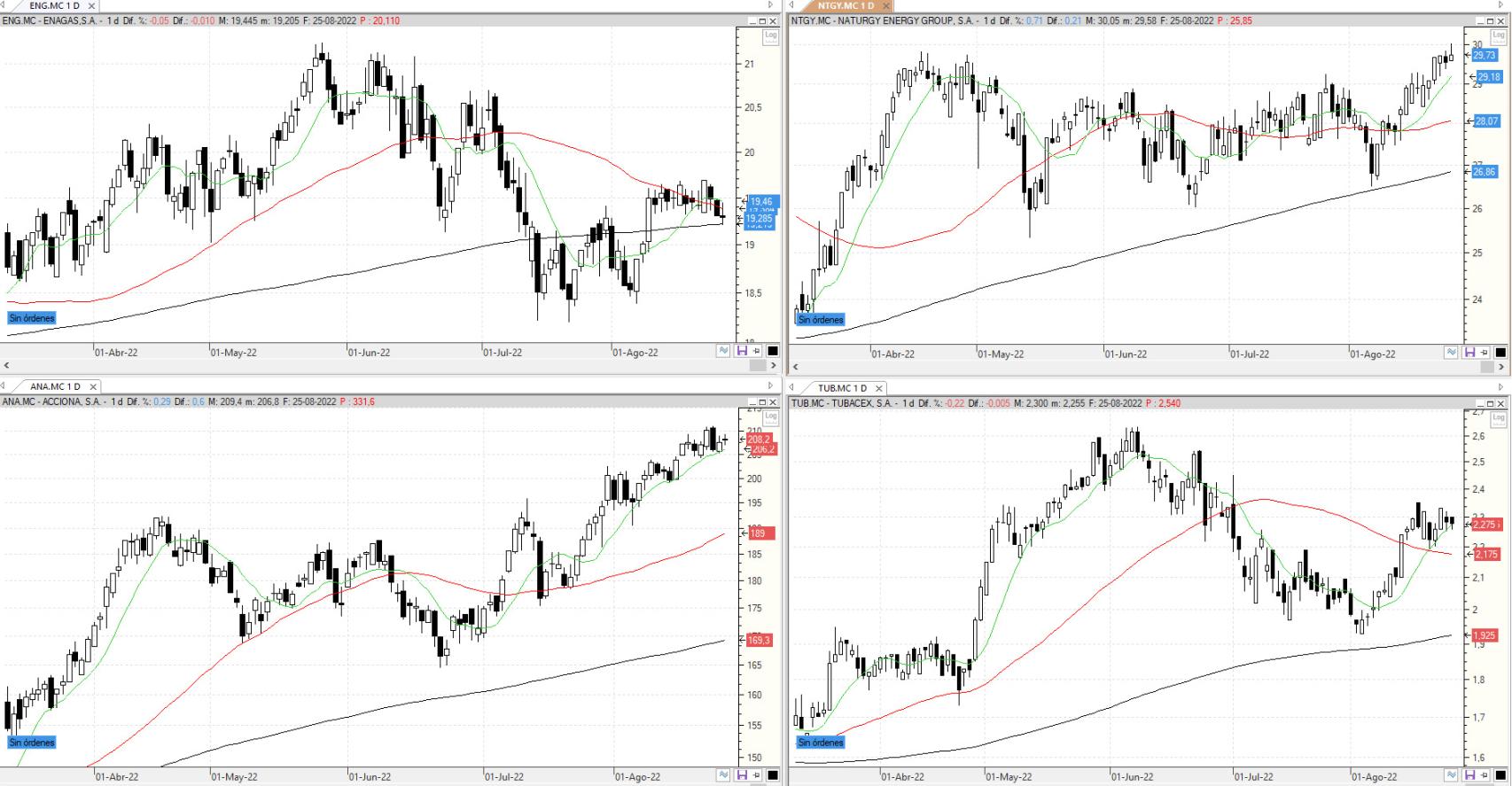 Evolución de los valores bajo seguimiento