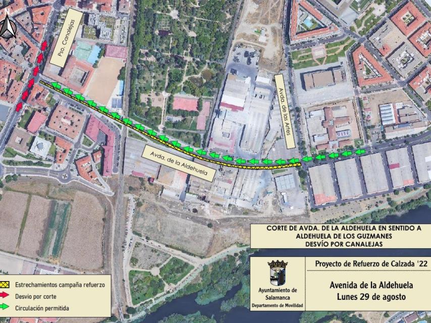 Cortes de tráfico en la Avenida de La Aldehuela, en Salamanca