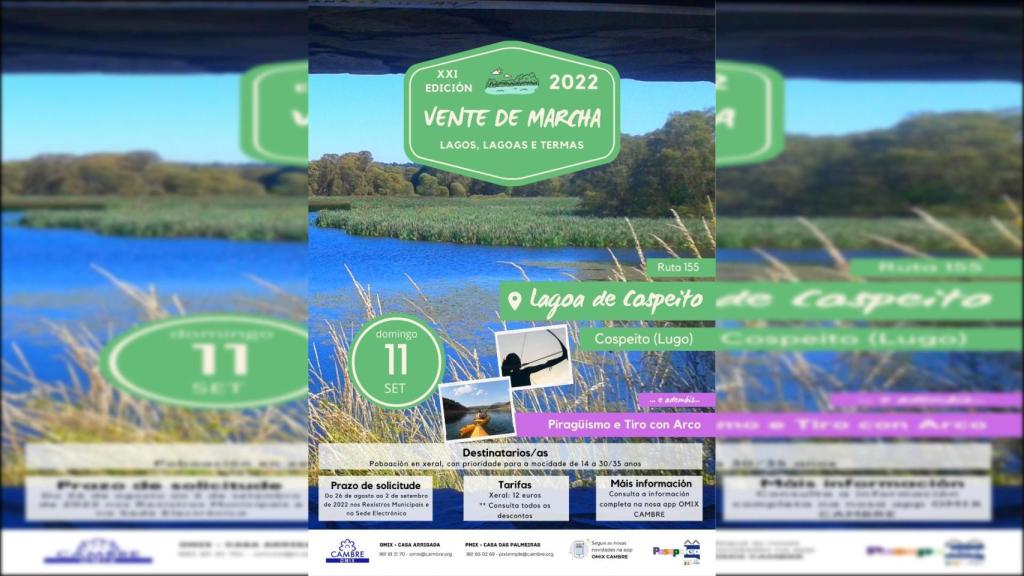 Cartel de la salida a la Lagoa de Cospeito.