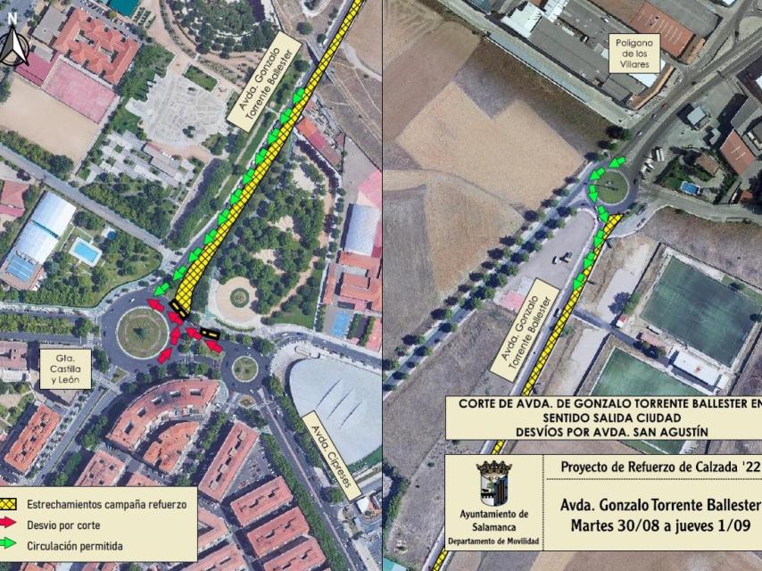 Cortes de tráfico en la Avenida de Gonzalo Torrente Ballester de Salamanca.