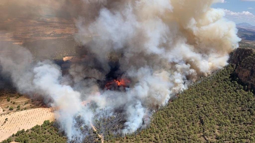 Incendio en la Sierra Larga de Jumilla. Foto: CARM.