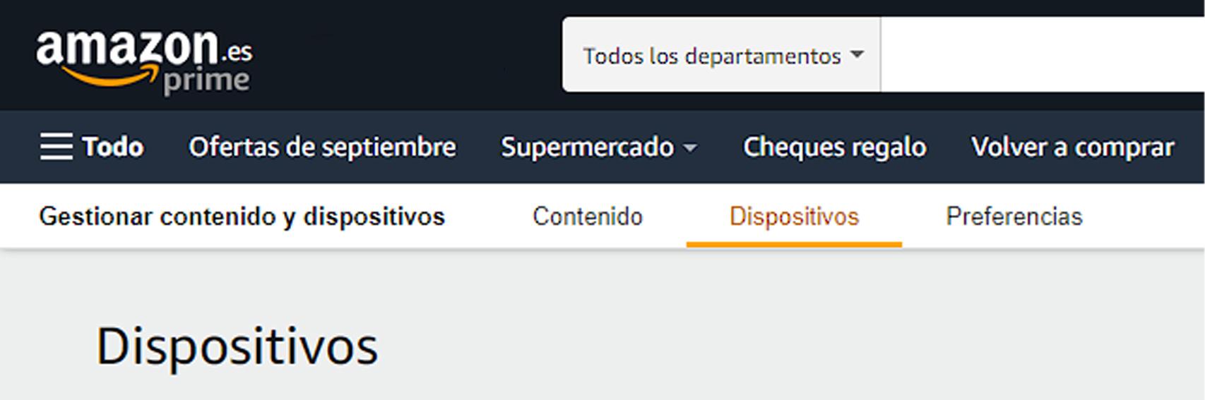 Dispositivos en la cuenta de Amazon