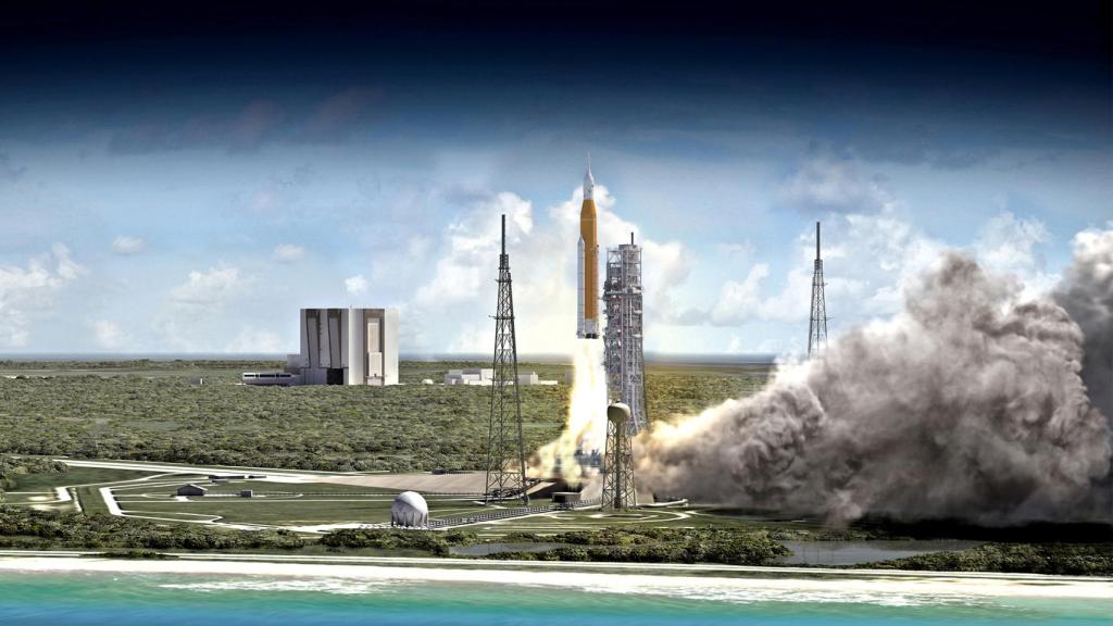 Simulación del despegue de Artemis I. Foto: NASA