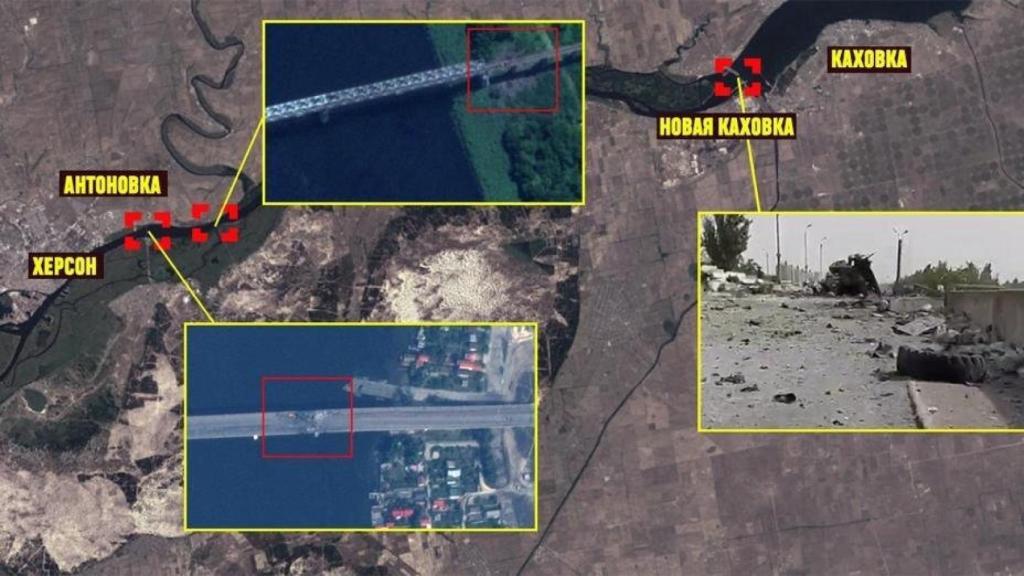 Puentes dinamitados en Jersón.