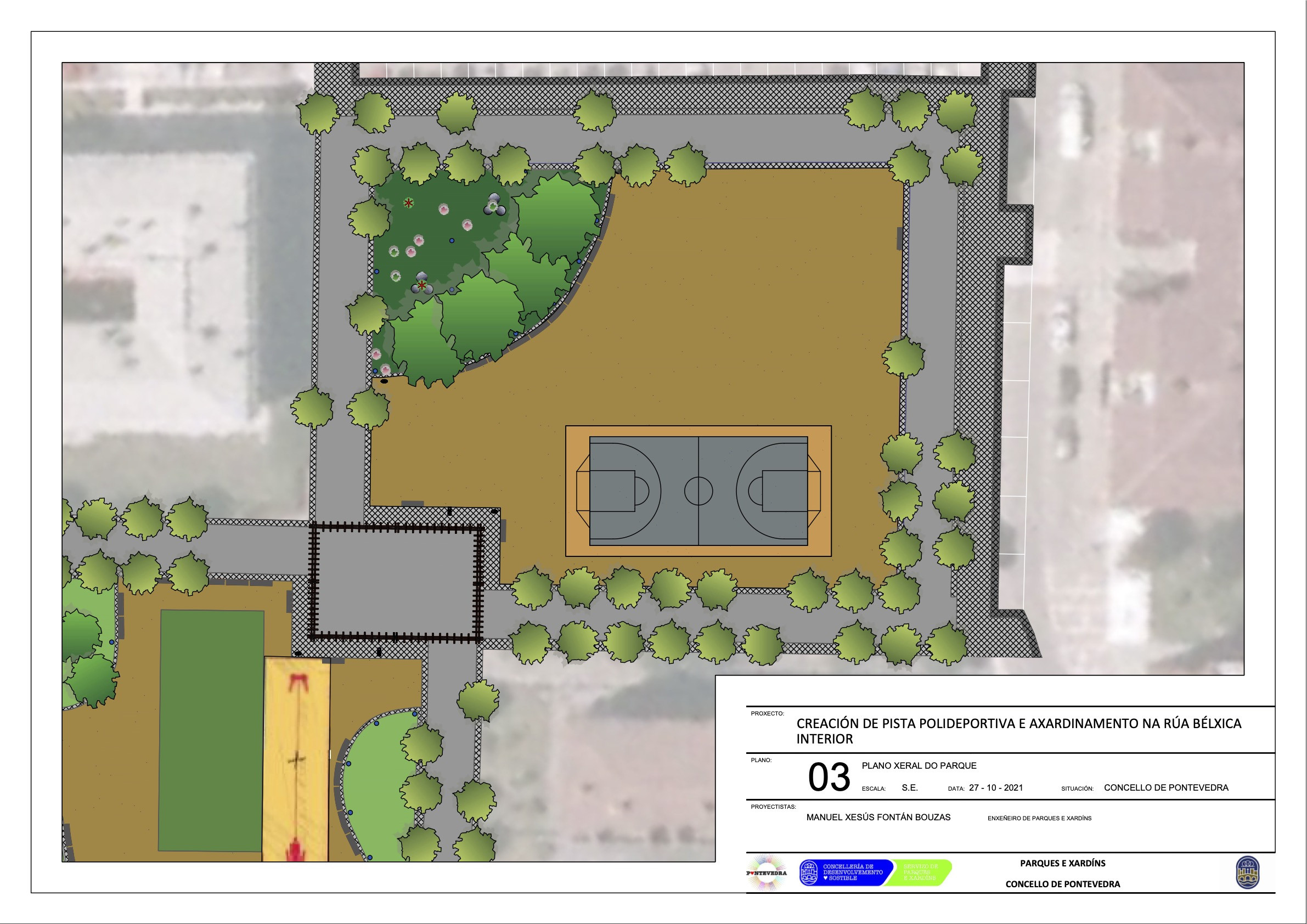 Proyección de la pista polideportiva.
