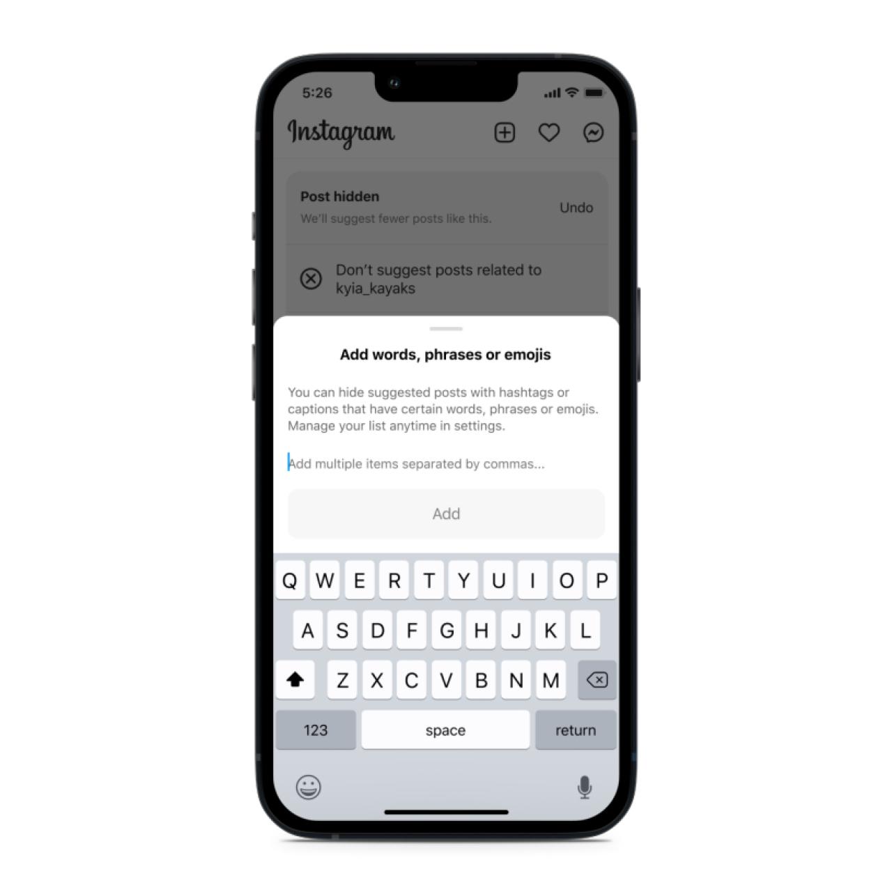 Frases silenciadas en Instagram