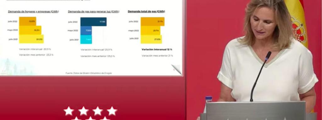 La consejera de Medio Ambiente de la Comunidad de Madrid explicando las medidas de su plan de ahorro.