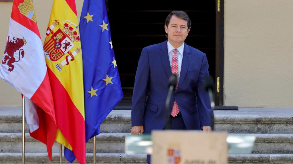 El presidente de la Junta, Alfonso Fernández Mañueco, durante su rueda de prensa de este miércoles.
