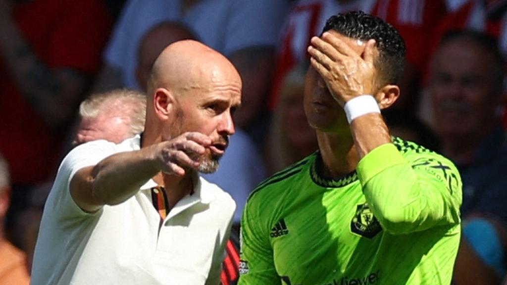 Ten Hag y Cristiano Ronaldo, en el Manchester United