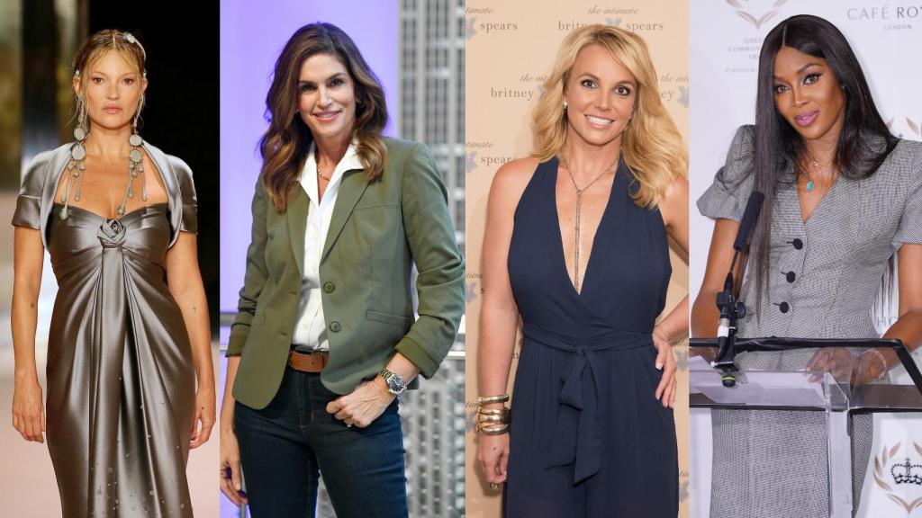 Por orden: Kate Moss, Cindy Crawford, Britney Spears y Naomi Campbell.