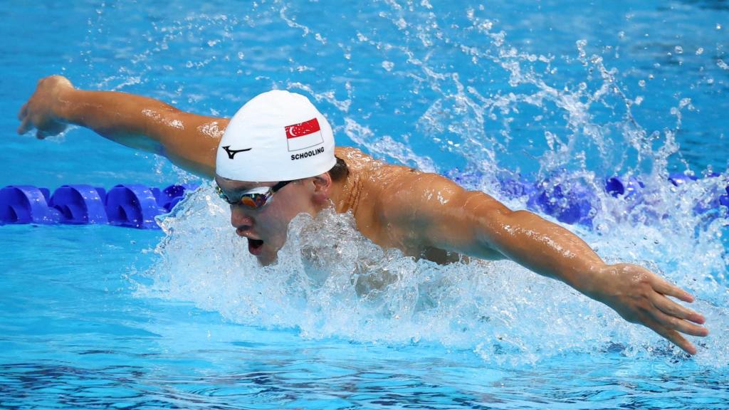Joseph Schooling durante una prueba de natación
