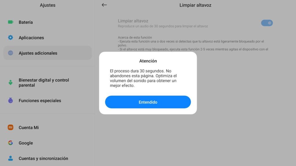 Limpiar altavoz en Xiaomi