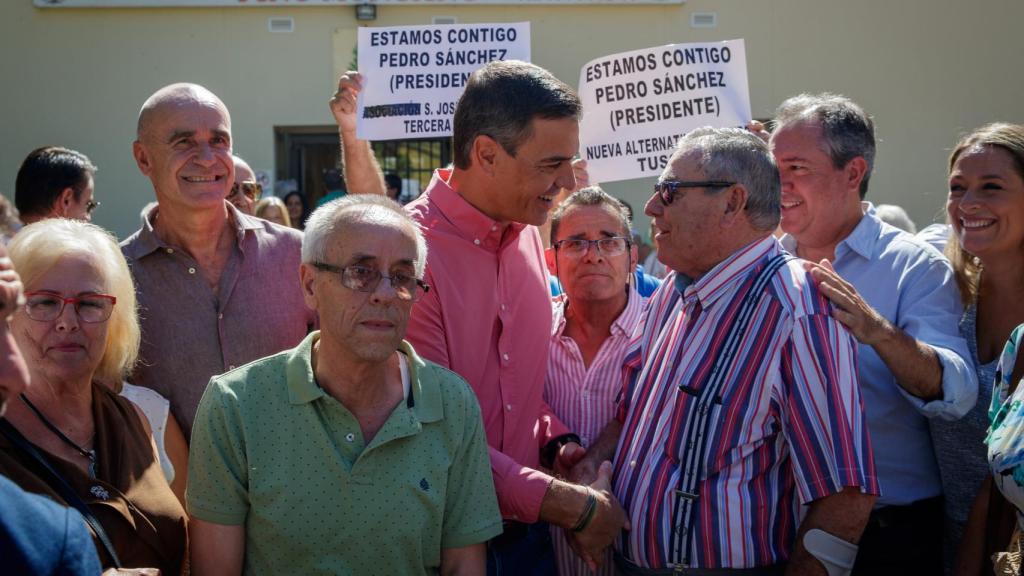 Pedro Sánchez en Pino Montano (Sevilla), el pasado sábado.