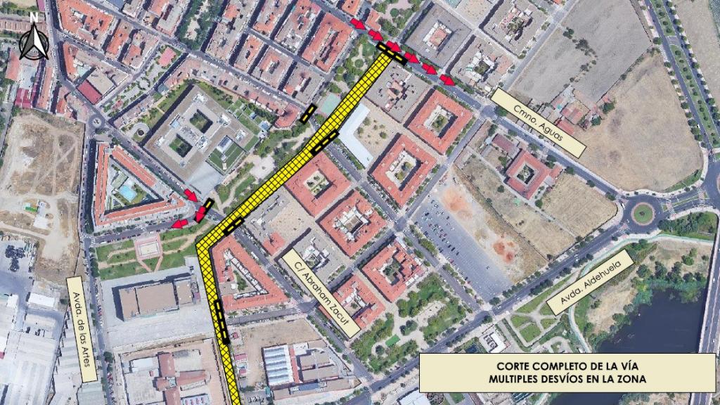 Una de las zonas cortadas por las obras en Salamanca