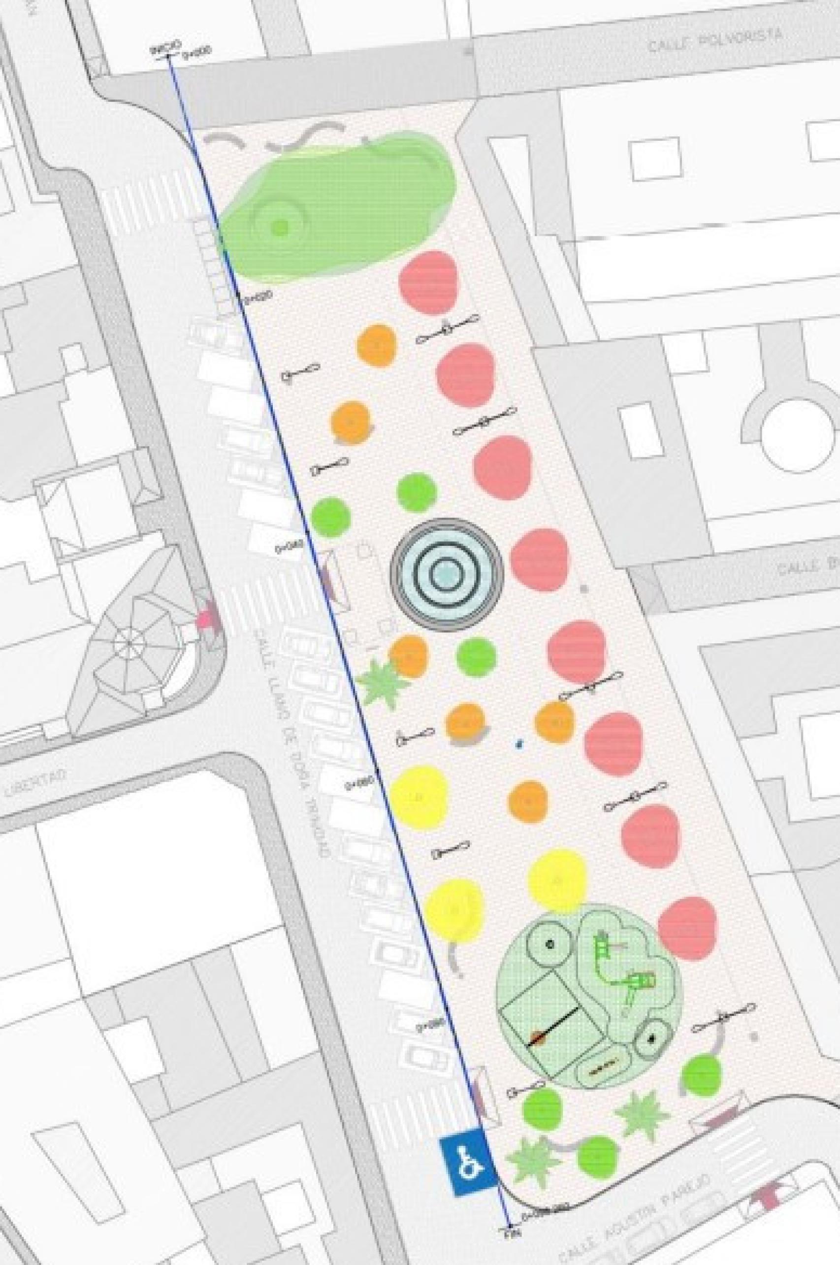 Infografía de la actuación proyectada en la plaza Llano de Doña Trinidad.