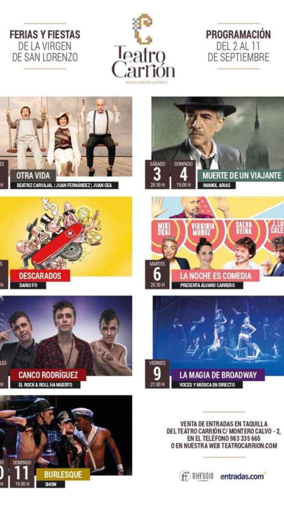 Oferta cultural del Teatro Carrión.