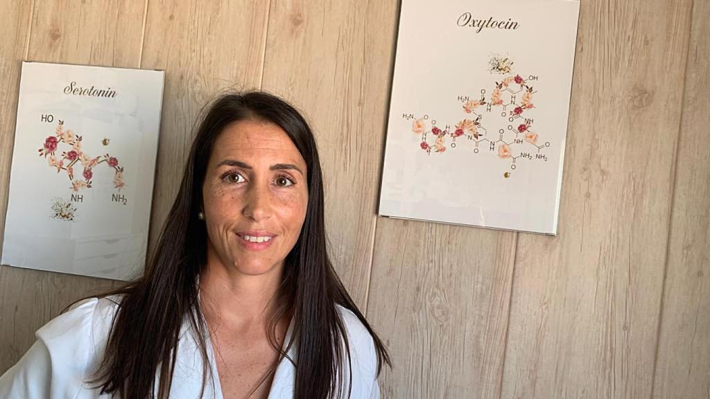 Raquel Saborido en la farmacia