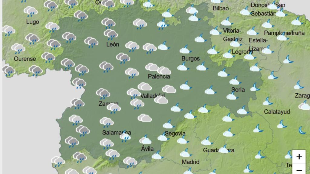 Mapa del tiempo previsto para el lunes por la Aemet
