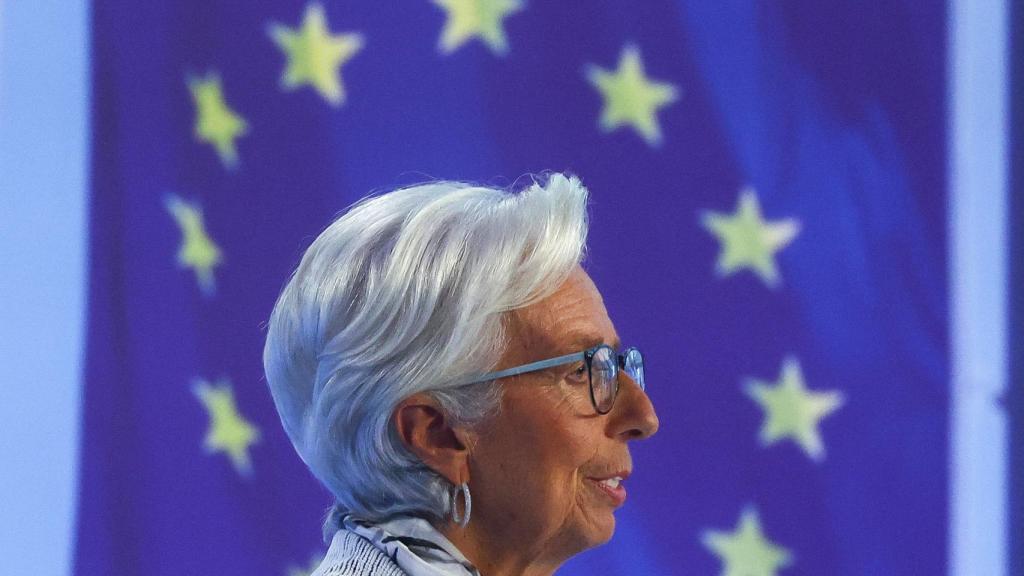 La presidenta del BCE, Christine Lagarde, durante una rueda de prensa