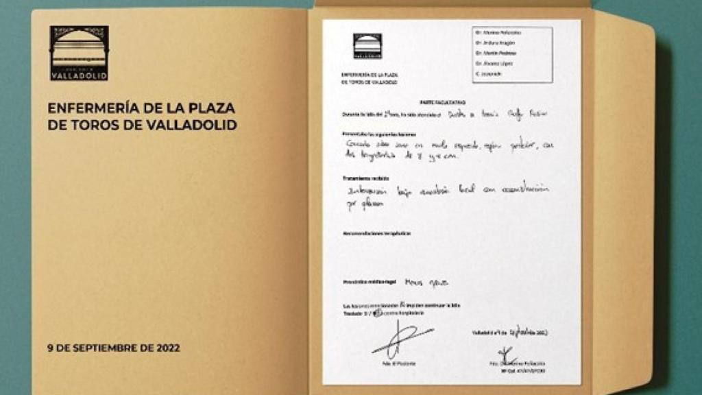 Parte facultativo Tomás Rufo ayer en Valladolid