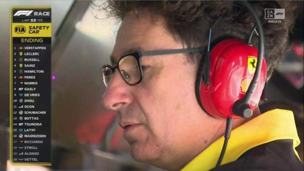 Mattia Binotto, en el muro de Ferrari