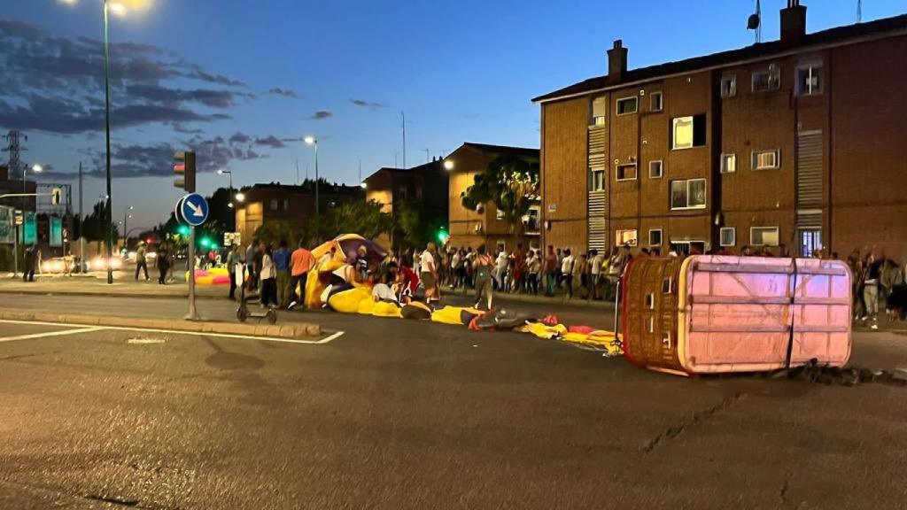 Imagen del aterrizaje forzoso del globo en Valladolid