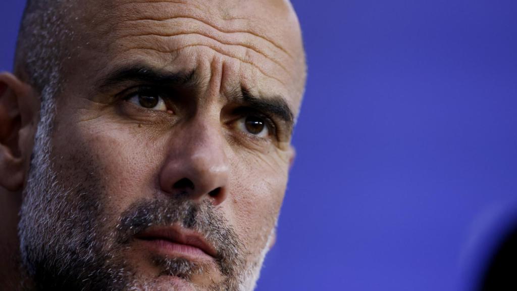Pep Guardiola, en rueda de prensa de la Champions League