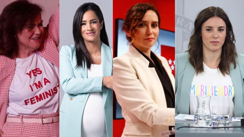 De izq. a dcha.: Carmen Calvo, Begoña Villacís, Isabel Díaz Ayuso e Irene Montero.