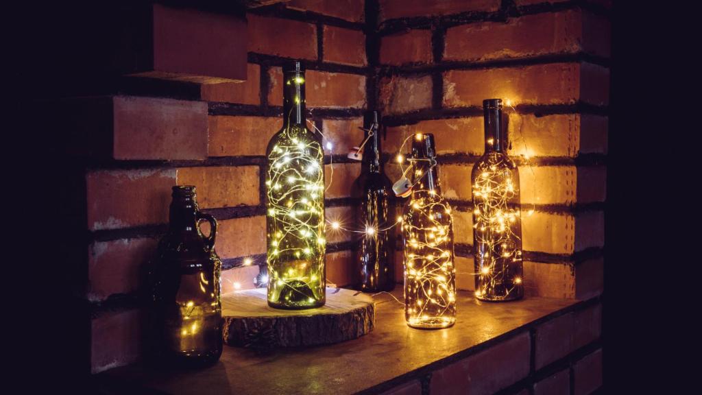 Botellas de cristal decorativas