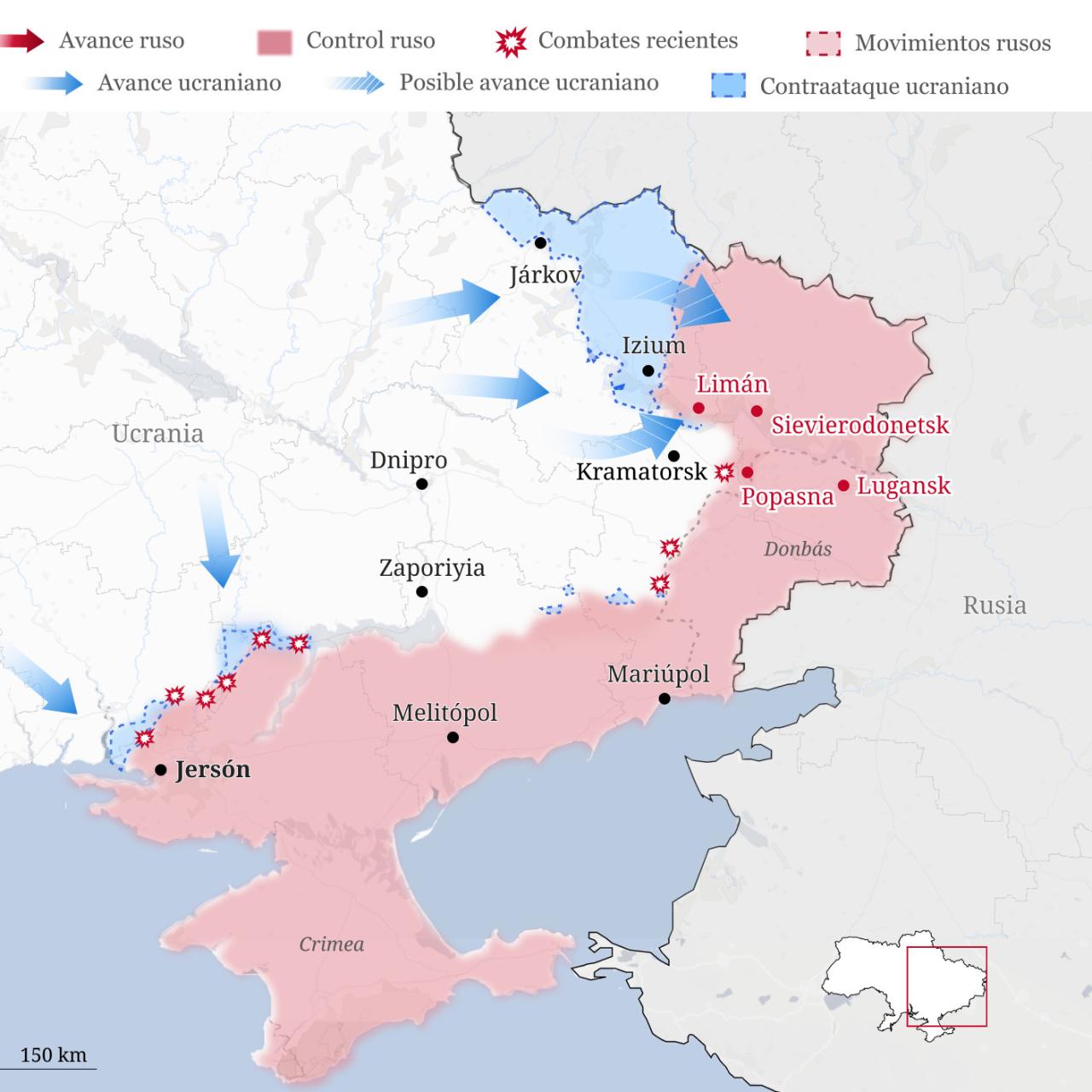 Actualización a 11 de septiembre. Fuente: ISW, Ministerio de Defensa de Reino Unido, elaboración propia