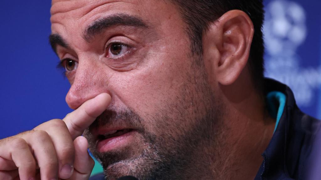Xavi Hernández, en rueda de prensa de la UEFA Champions League