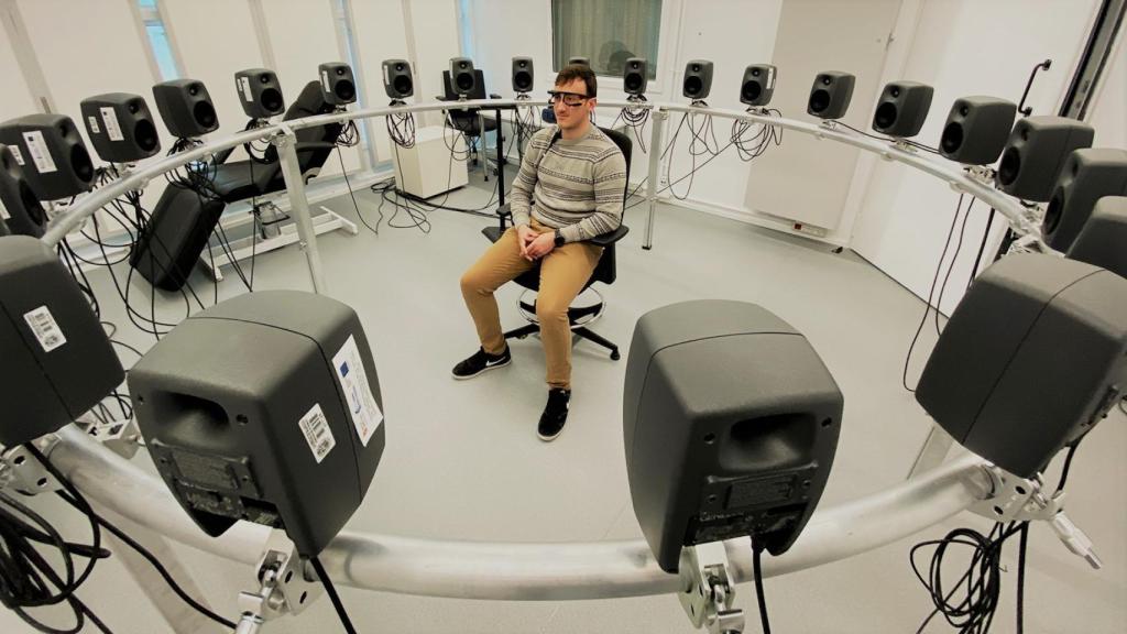 Sala de acústica de la Unidad de Evaluación Acústico-Auditiva (UNAV) en el instituto de Neurociencias de Castilla y León.