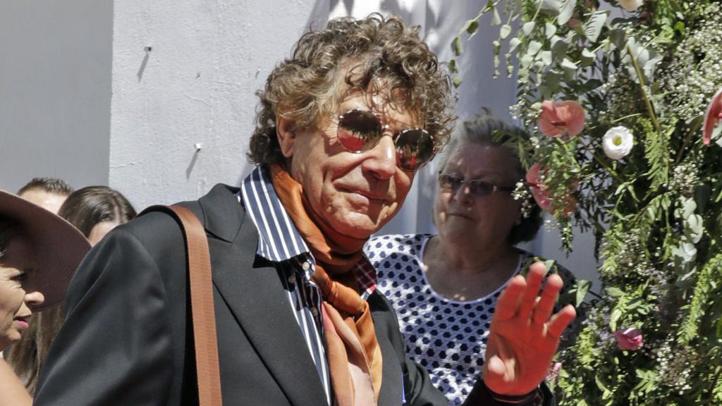 El periodista Jesús Quintero durante una boda en Ubrique, en julio de 2017.